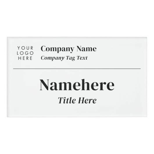 Logo Business Modern Eenvoudig schoon wit grote ti Naambadge (Voorkant)