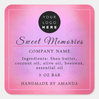 Logo Butter Cosmetic Soap Product Label Ombre Pink
