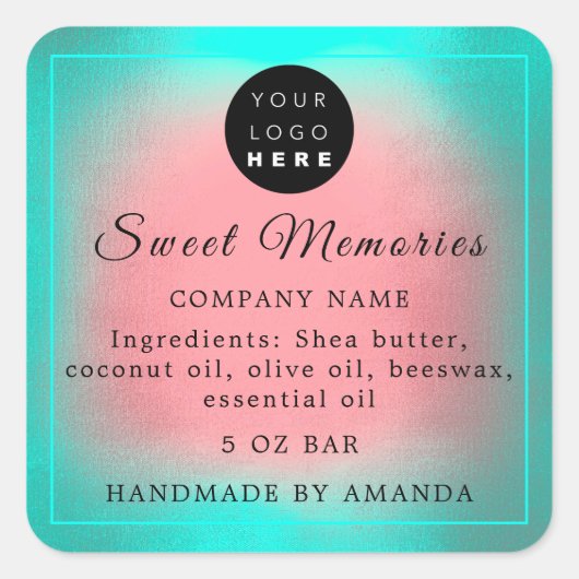 Logo Butter Cosmetic Soap Product Packaging Vierkante Sticker (Voorkant)