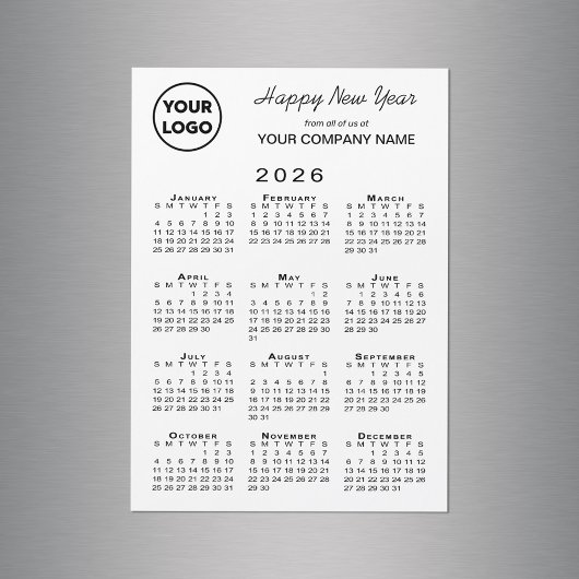 Logo Calendrier 2026 Carte magnétique de vacances 