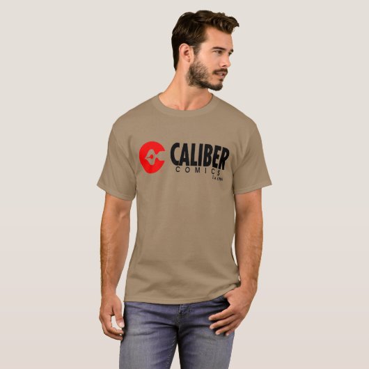 logo Caliber Comics tan t-shirt (Devant entier)