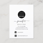 Logo Carte à bijoux artisanale minimalisme blanc (Dos)