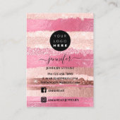 Logo Carte bijoux artisanale rose rayures (Dos)