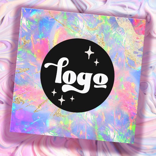 logo carte de visite carré néon opal