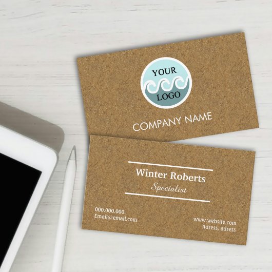Logo carte de visite, professionnel kraft en bois