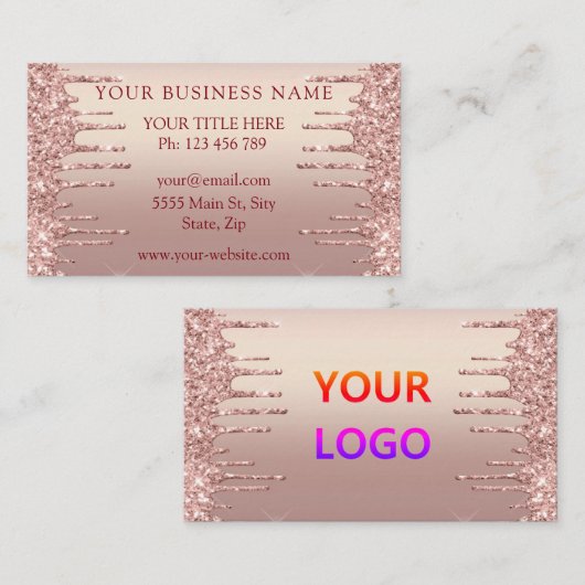 Logo Carte de visite - Rose Gold Blush Parties sci (Devant / Derrière)