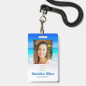 Logo Carte d'identité Océan Plage Badge Lanière (Avant avec lanière)