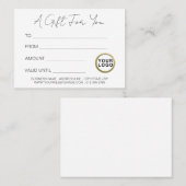 Logo Certificat cadeau minimaliste moderne blanc (Devant / Derrière)