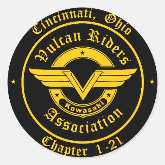 Logo - Cincinnati Vulcan Riders Ronde Sticker (Voorkant)