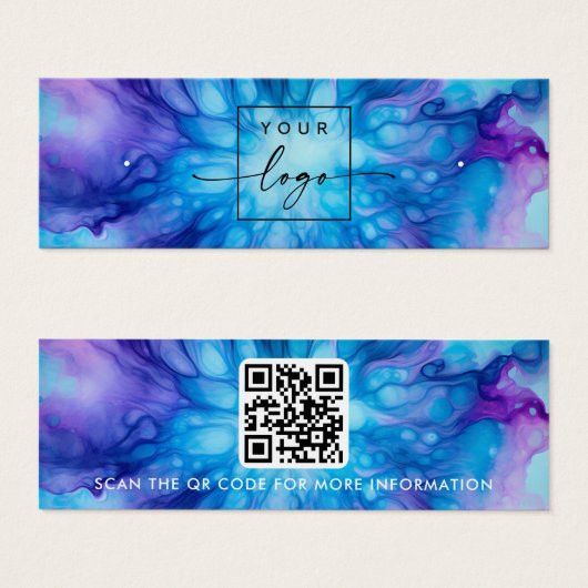 Logo code QR bleu violet clou d'oreille carte d'af (Devant & derrière)