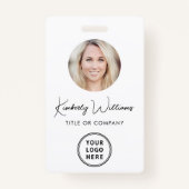 Logo Code QR Code Employé Photo ID Badge (Devant)