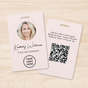 Logo Code QR Code Pink Employé Photo ID Badge