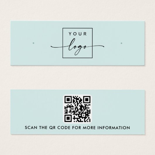 Logo code QR lumière bleu clou d'oreille carte d'a (Devant & derrière)