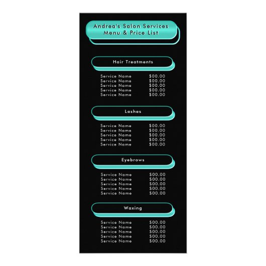 Logo & Code QR Menu des services de salon de beaut (Devant)