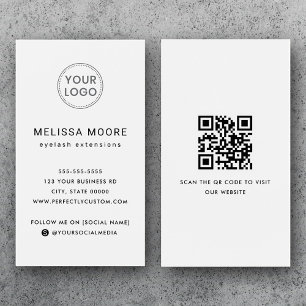 Logo code QR professionnel carte de visite blanc