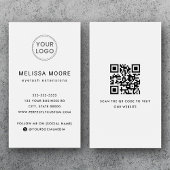 Logo code QR professionnel carte de visite blanc