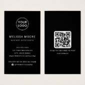 Logo code QR professionnel noir carte de visite (Devant & derrière)