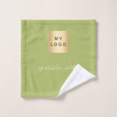 Logo commercial de la société de texte vert jaune (Gant de toilette)
