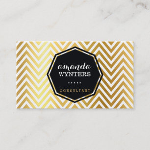 LOGO Cool Chevron Patroon gouden folie badge achth Visitekaartje