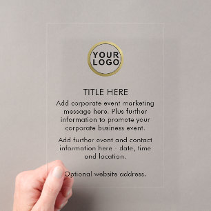 Logo Corporate Business Event Marketing Acryl Uitnodigingen