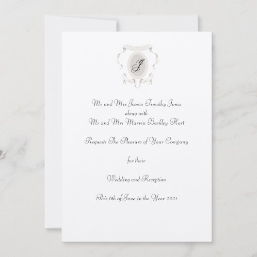 Logo Crest Monogramme Faire-part de mariage Décont (Devant)