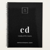 Logo cuir noir monogramme initiales affaires 2026 (Devant)