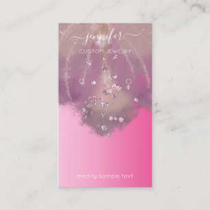 Logo Custom Jewelry Card Social Pink Florals Visitekaartje