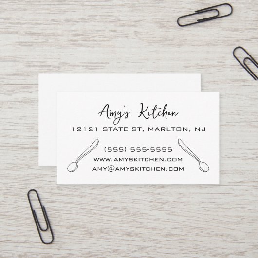 Logo Cute Spoons Cartes de visite blancs (Devant/Arrière en situation)