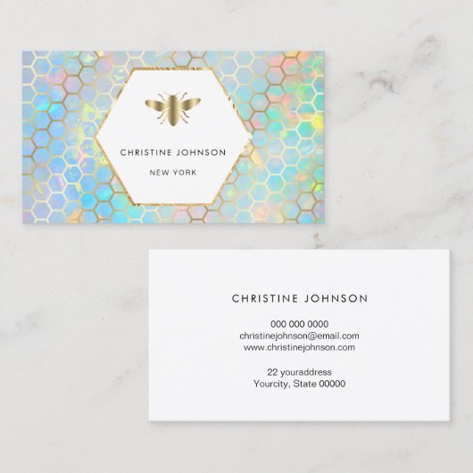 logo d'abeille étiquette hexagone (Devant / Derrière)