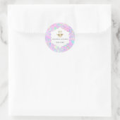 logo d'abeille hexagone autocollant rond classique (Sac)