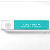 Logo d'affaires Aqua Turquoise Desk Plaque d'ident (Devant)