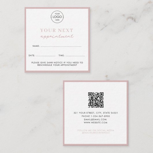 Logo d'affaires Beauté Carte de rendez-vous rose p (Devant / Derrière)