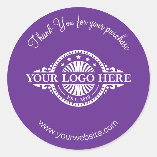 Logo / Dank u Paarse ronde Stickers Blad (Voorkant)