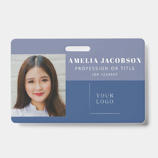 Logo de badge photo d'identité professionnel bleu  (Avant)