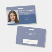 Logo de badge photo d'identité professionnel bleu  (Avant & arrière)