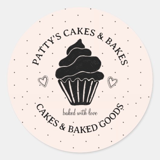 Logo de Baker's Cupcake Étiquette de produit noir  (Devant)