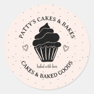 Logo de Baker's Cupcake Étiquette de produit noir 