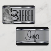Logo de barbier noir et argent carte de visite (Devant / Derrière)