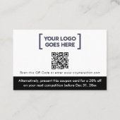 Logo de bon de réduction moderne noir et blanc QR (Dos)