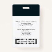 Logo de code barre de badge du nom photo de l'empl (Dos)