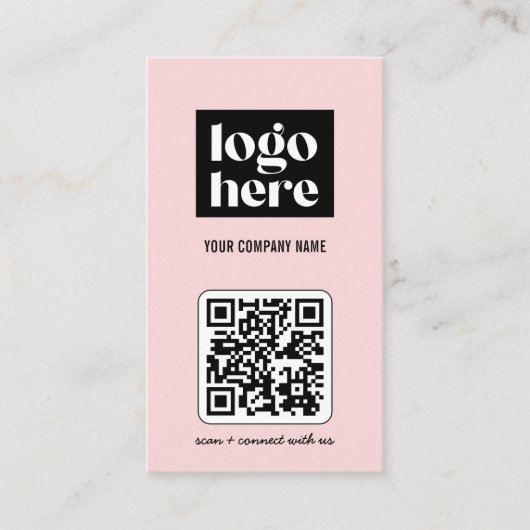 Logo de code QR moderne simple Carte de visite ros (Devant)