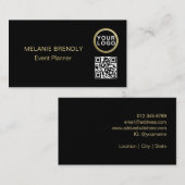 Logo de code QR Simple Black Gold Carte de visite (Devant / Derrière)