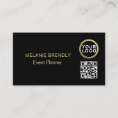 Logo de code QR Simple Black Gold Carte de visite (Devant)