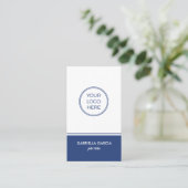 Logo de code QR Simple Carte de visite bleu (Debout devant)