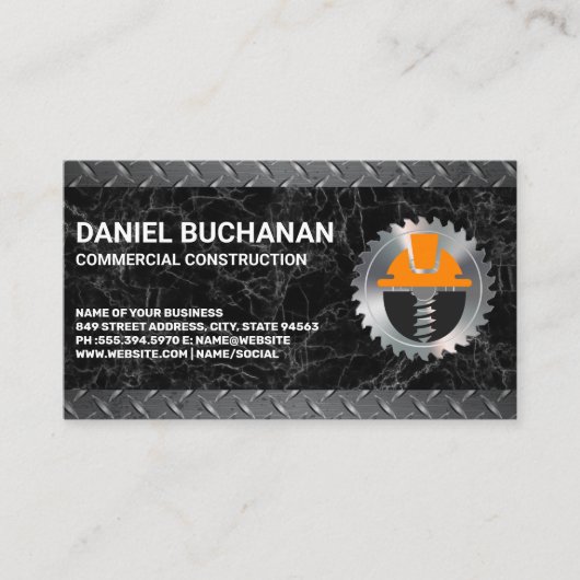 Logo de construction | Carte de visite en acier (Devant)