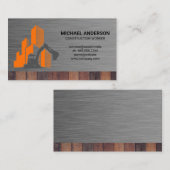 Logo de construction | Carte de visite en bois mét (Devant / Derrière)