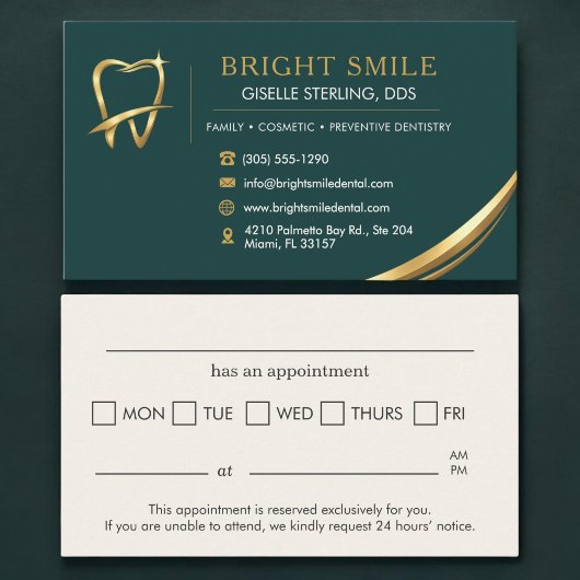 Logo de dentiste moderne Carte de rendez-vous dent