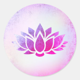 logo de fleur de lotus violet autocollant rond cla