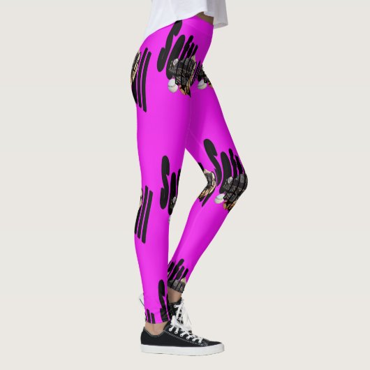 Logo de gants de softball, dames Leggings Magenta (Droite)