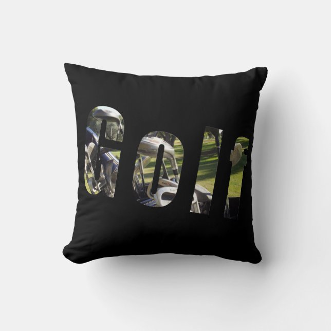 Logo De Golf, Coussin À Throw Noir. (Recto)